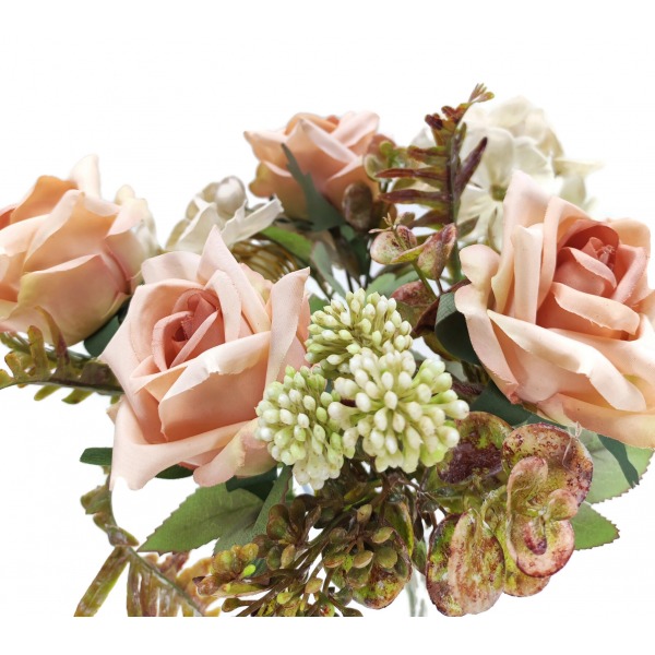 Miniatura: Bukiet róż z hortensją jesienny mix kolorów 40 cm