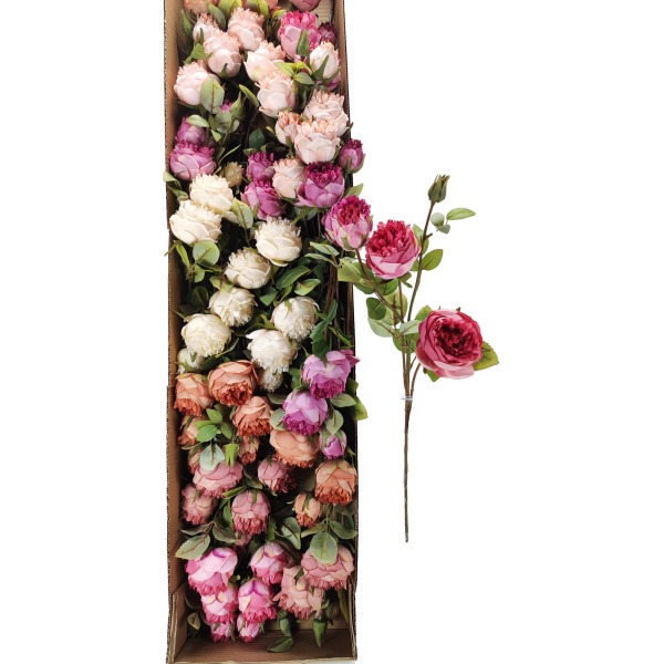Miniatura: Sztuczna róża angielska 60 cm – gałązka kwiatowa dekoracyjna, mix kolorów