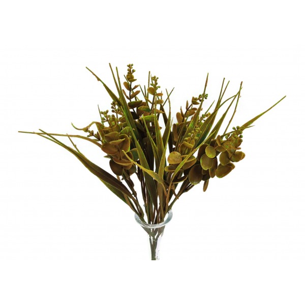 Miniatura: Sztuczny pęczek gałązek z trawą i listkami 43 cm – jesienna dekoracja florystyczna