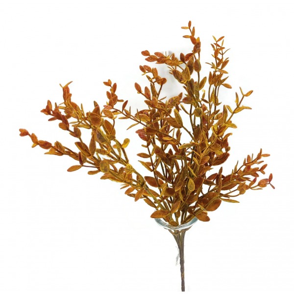 Miniatura: Sztuczne gałązki liściaste w pęczku 42 cm – jesienna dekoracja w odcieniach brązu