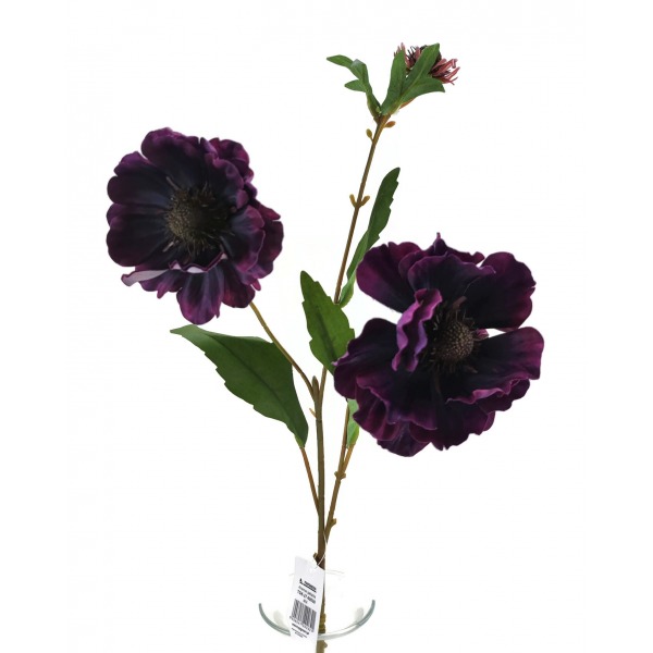 Miniatura: Sztuczny anemon 80 cm – 2 kwiaty + pąk, mix kolorów