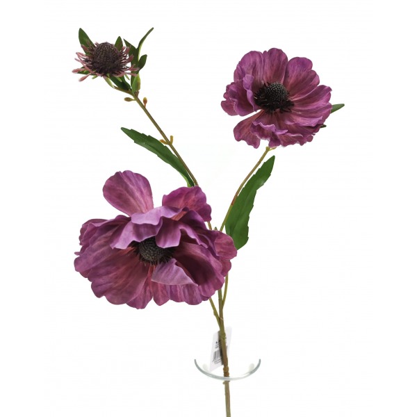 Miniatura: Sztuczny anemon 80 cm – 2 kwiaty + pąk, mix kolorów