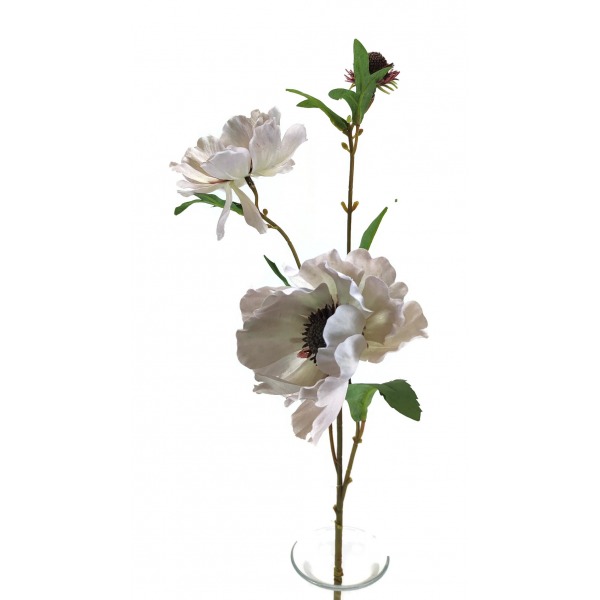 Miniatura: Sztuczny anemon 80 cm – 2 kwiaty + pąk, mix kolorów