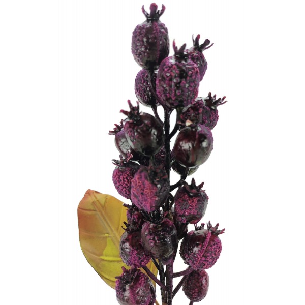 Miniatura: Sztuczna gałązka głogu 75 cm – fioletowa dekoracja z owocami
