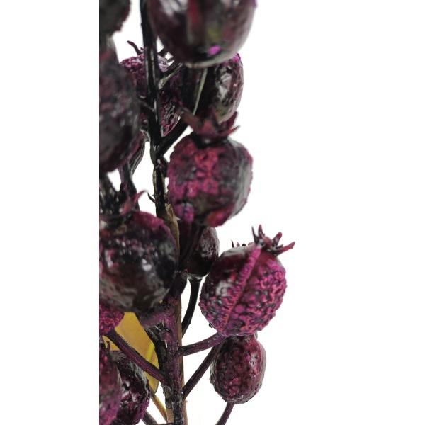 Miniatura: Sztuczna gałązka głogu 75 cm – fioletowa dekoracja z owocami