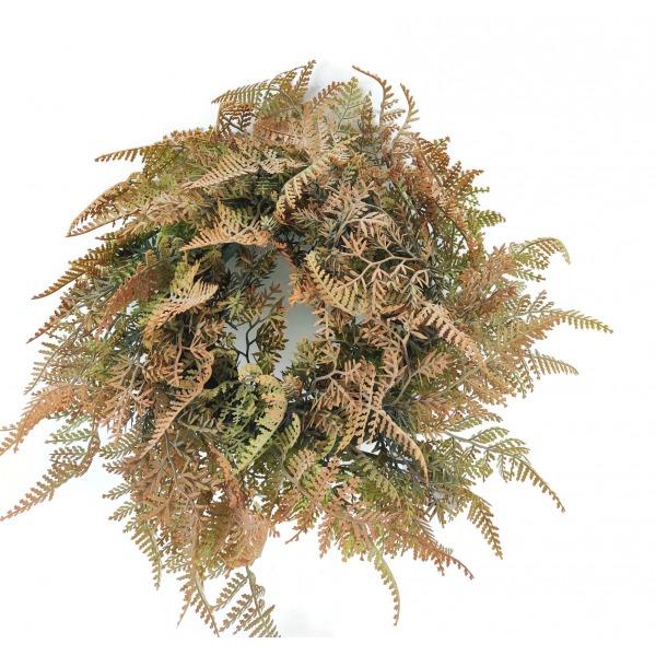 Miniatura: Sztuczny wianek z paproci 30 cm – zielono-brązowa dekoracja florystyczna