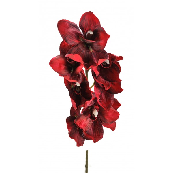 Miniatura: Sztuczny storczyk cymbidium jesienny 80 cm – gałązka kwiatowa, mix kolorów