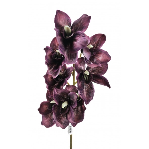 Miniatura: Sztuczny storczyk cymbidium jesienny 80 cm – gałązka kwiatowa, mix kolorów