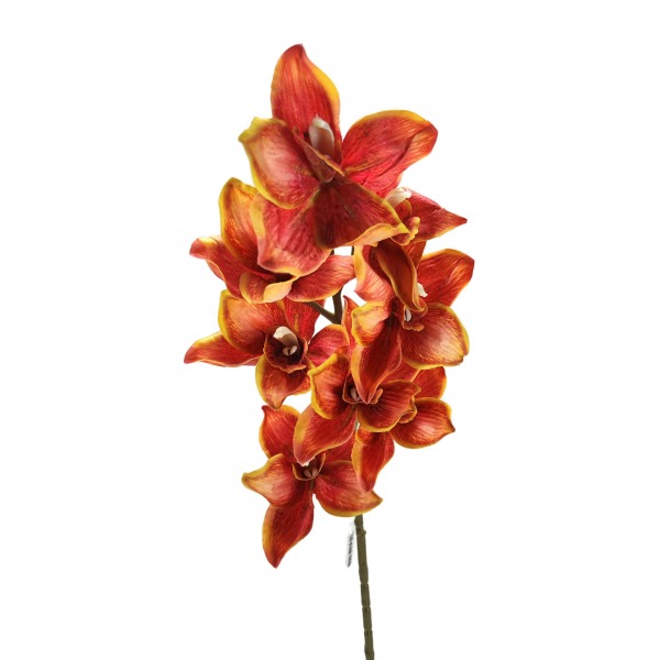Miniatura: Sztuczny storczyk cymbidium jesienny 80 cm – gałązka kwiatowa, mix kolorów