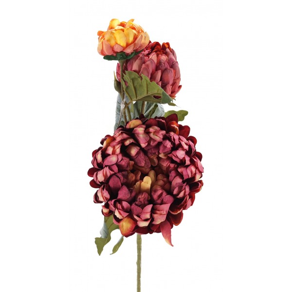 Miniatura: Sztuczna chryzantema 70 cm – gałązka kwiatowa, mix kolorów
