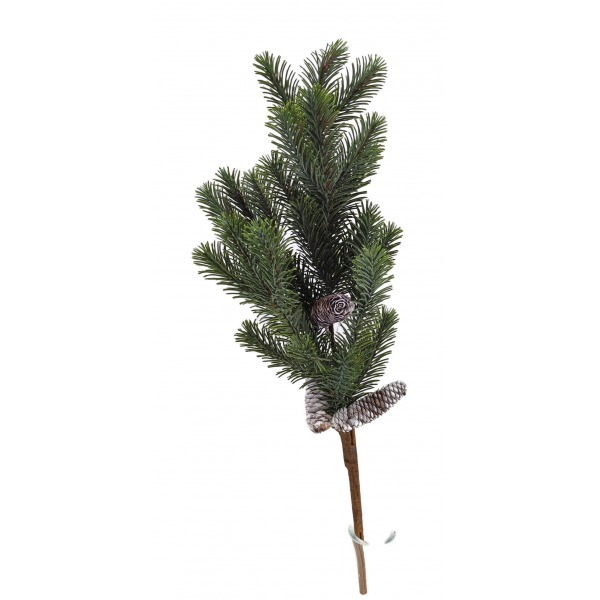 Miniatura: Sztuczna gałązka iglasta z szyszką 80 cm