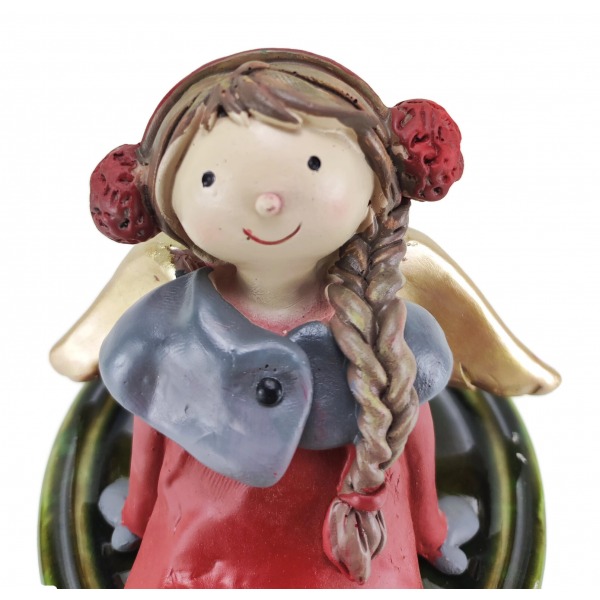 Miniatura: Figurka aniołka w czerwonej sukience 17 cm