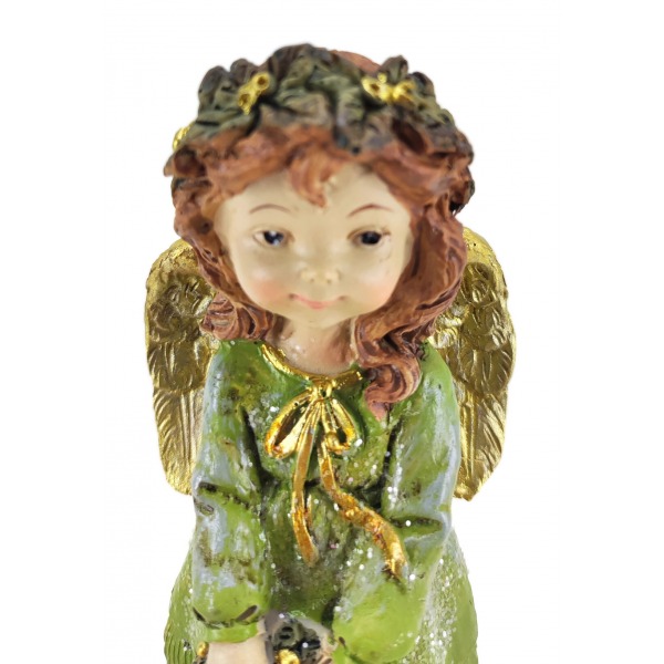 Miniatura: Figurka anioła – dziewczynka z wiankiem 17 cm