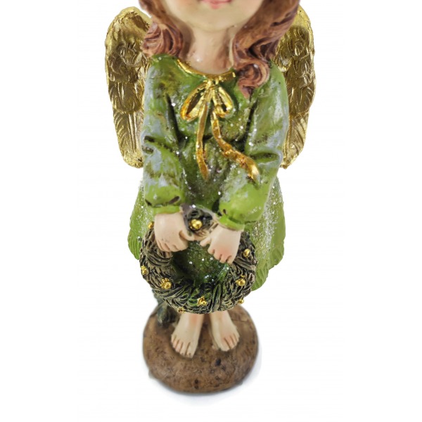 Miniatura: Figurka anioła – dziewczynka z wiankiem 17 cm