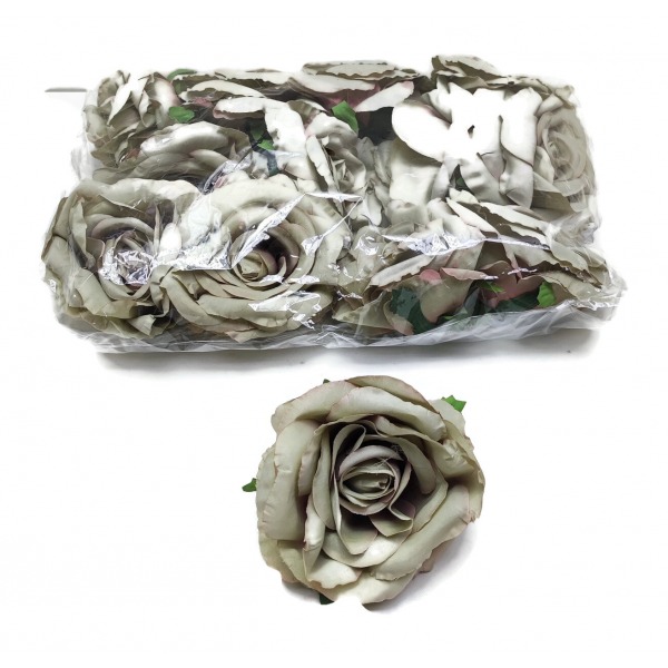 Miniatura: Sztuczna główka róży biało-zielonej 4 cm