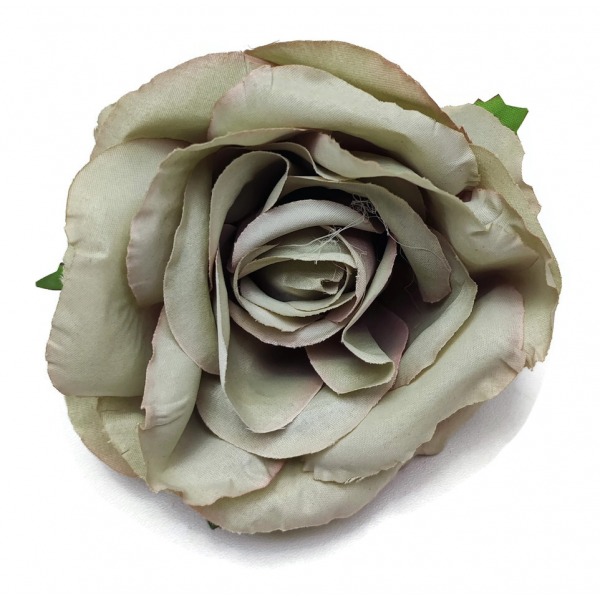 Miniatura: Sztuczna główka róży biało-zielonej 4 cm