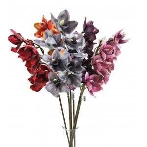 Sztuczny storczyk cymbidium jesienny 80 cm – gałązka kwiatowa, mix kolorów
